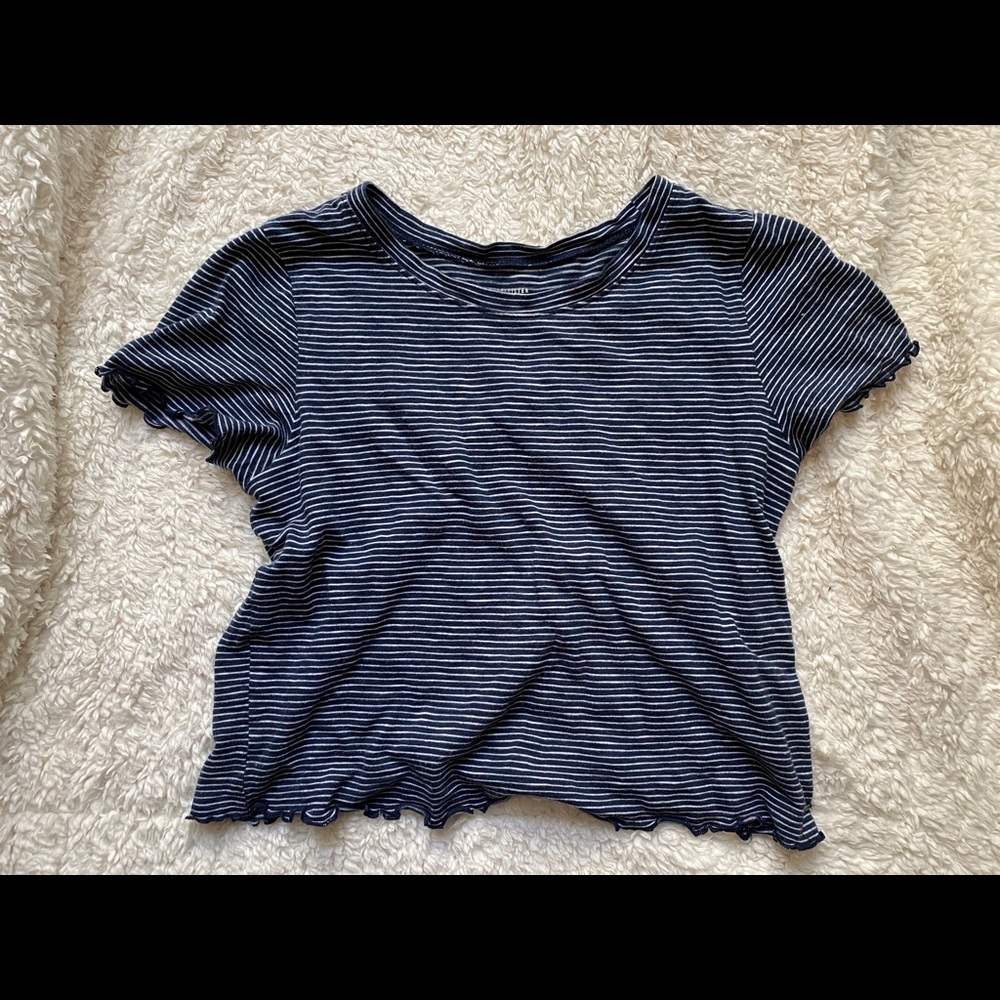 cute blue and white striped shirt